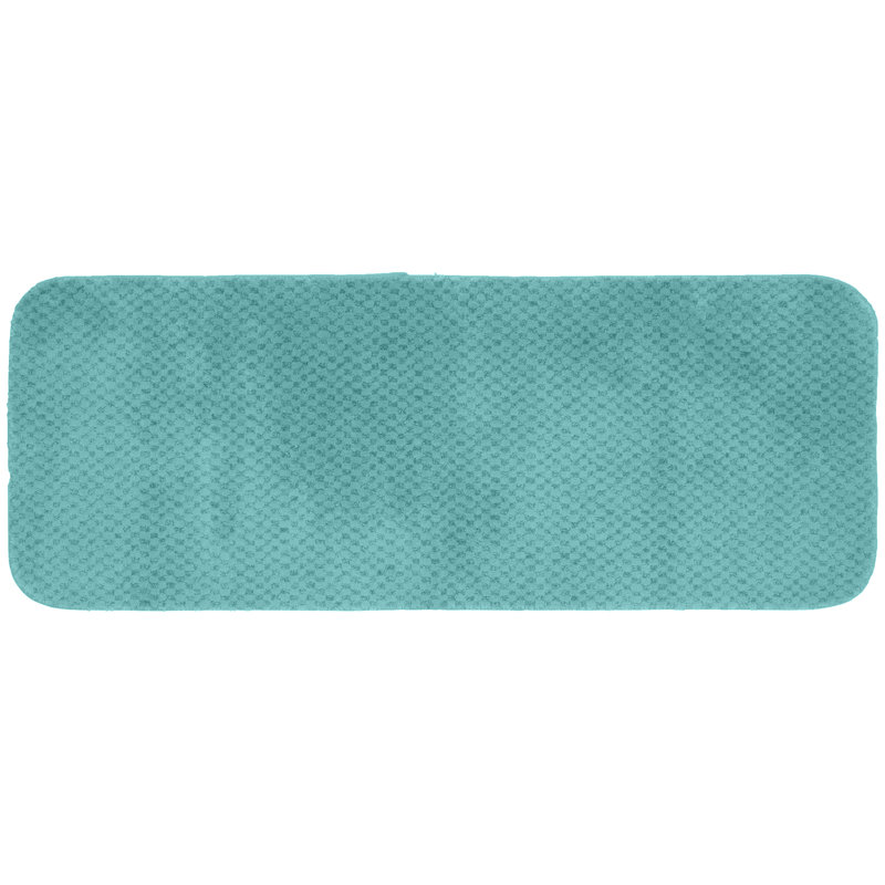 Juliahna Nylon Bath Rug with Non-Slip Backing, Runner 22" x 60", Sea Foam