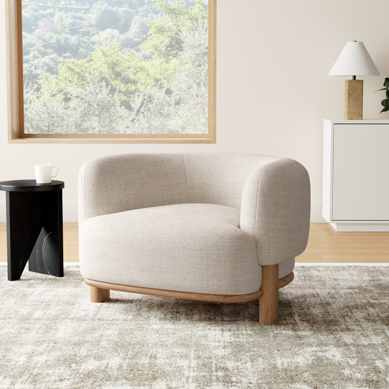 Moris Upholstered Barrel Chair, Cream