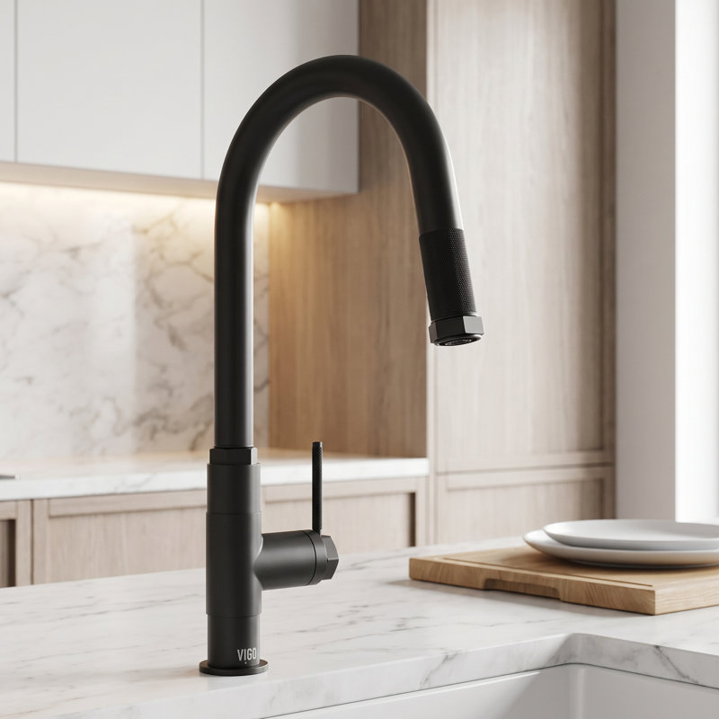 Hart 18 H 1-handle Pull-Down Kitchen Faucet, Matte Black