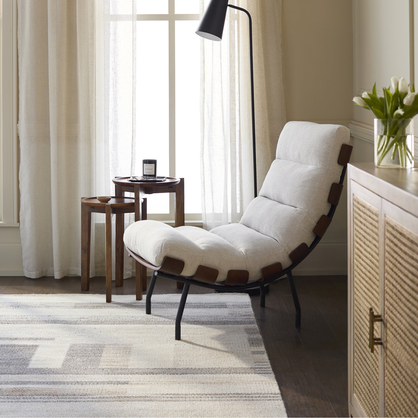 Malin Upholstered Accent Chair, Oatmeal Polyester Blend