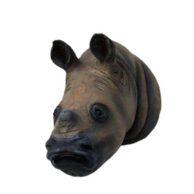 Baby Rhinoceros Head Life Size Statue