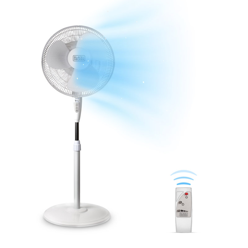 BFP Series BLACK+DECKER Adjustable Oscillating Fan, 3 Speed Settings with LED Control Panel, Fan with Pedestal, White