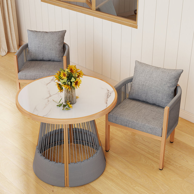 Ensemble de table de salle à manger de patio, Gris, 2