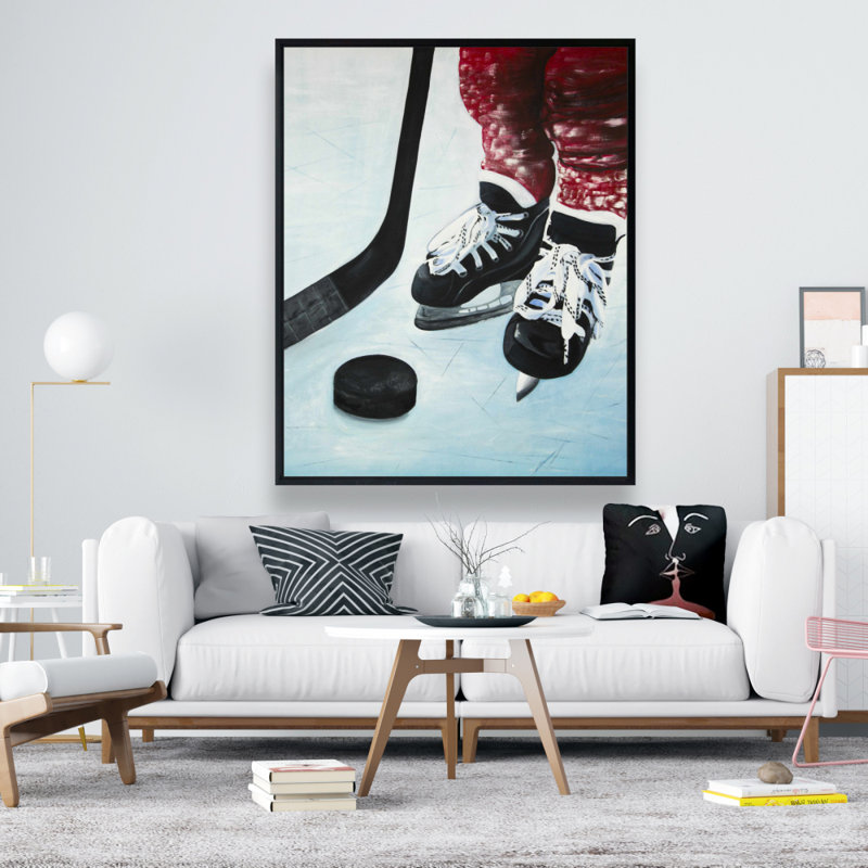 Young Hockey Player Print On Canvas, H 48 po x l 60 po