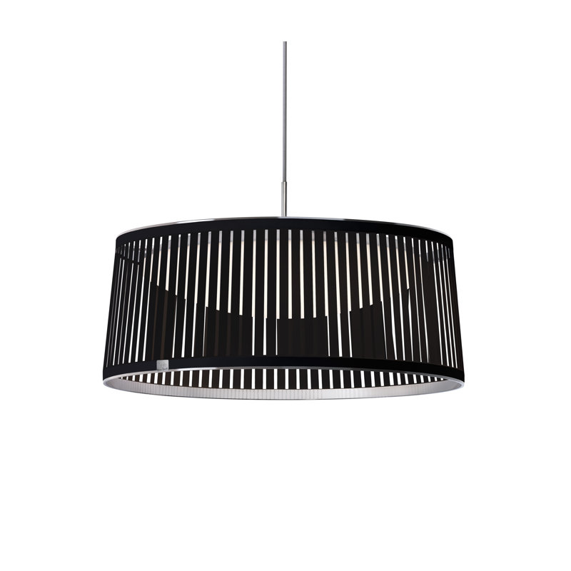 Luminaire suspendu tambour Solis, Noir, H 10 po x l 24 po x P 24 po