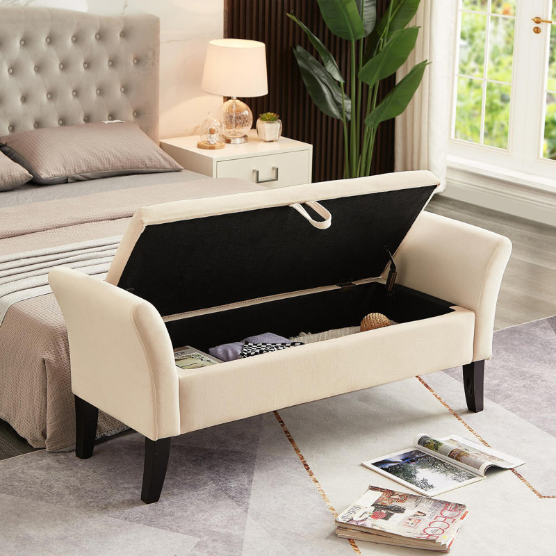 Banc avant beige avec rangement - Élégant et pratique 51,5 "côté salon moderne et