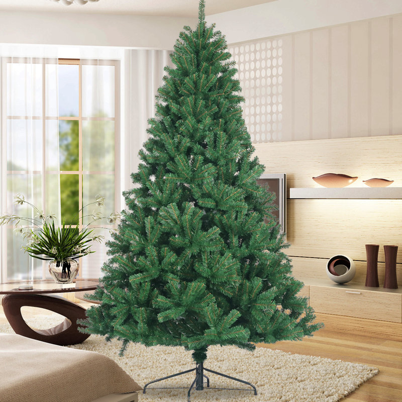 Sapin de Noël artificiel en épinette naturelle avec support en métal pliable 7,5 pi