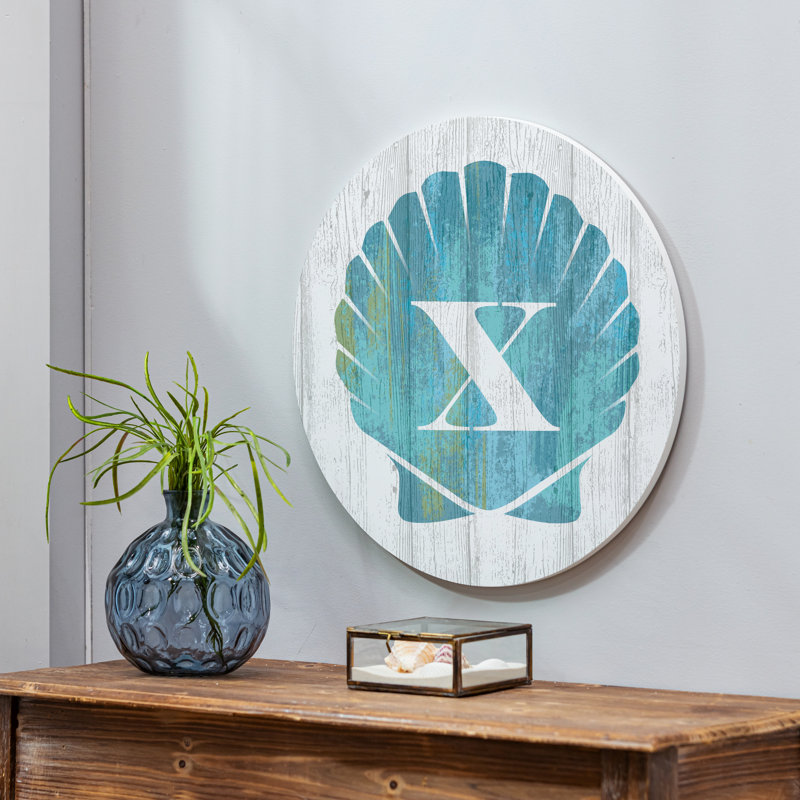 Monogramme de coquille décorative de porte côtière 18 po x X
