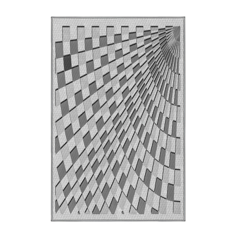 Tapis gris à motif géométrique Kibby, Rectangle 5 pi x 7 pi