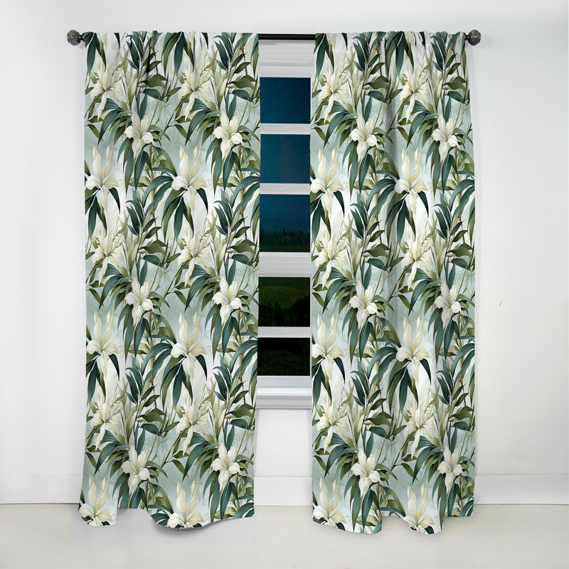Bambou chuchotant motif tropical - rideau floral - rideau occultant floral - 1 panneaux, L 52 po x L 120 po