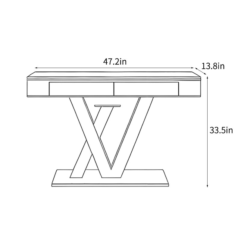 Console de luxe simple et moderne, 33,5 po H x 47,2 po l x 13,8 po P, Doré