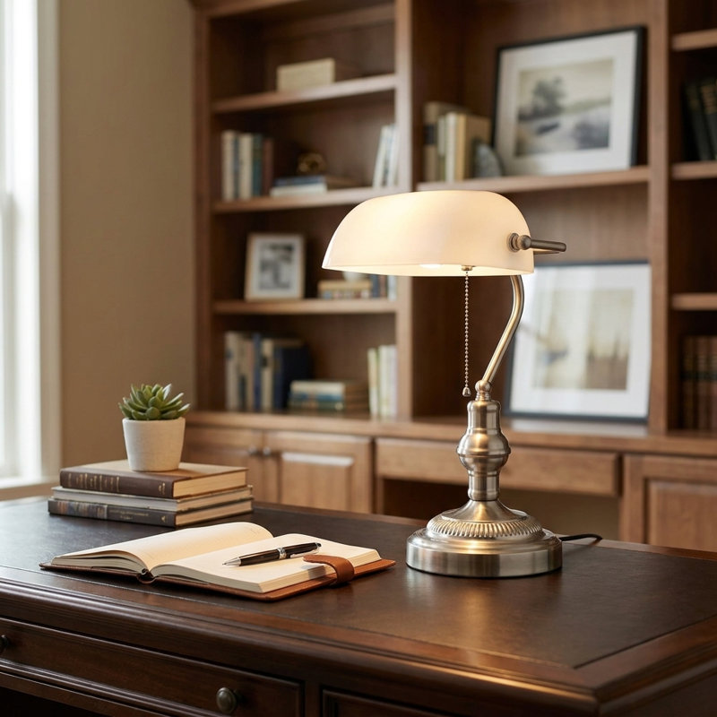 Lampe de table Kandace, Blanc, Nickel