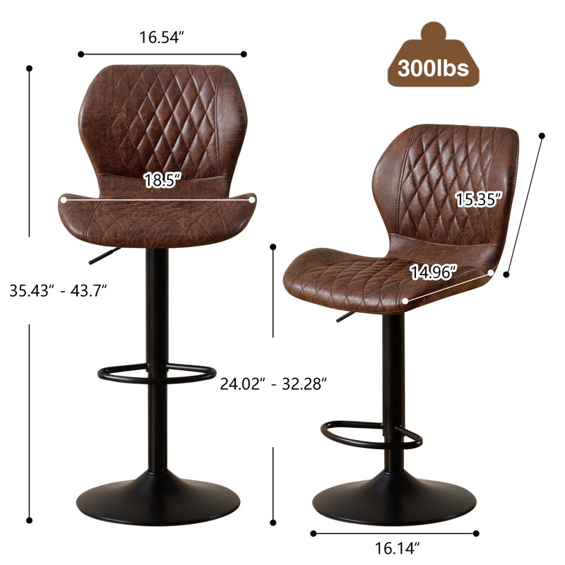 Tabouret de bar pivotant à hauteur réglable, 4, Brun