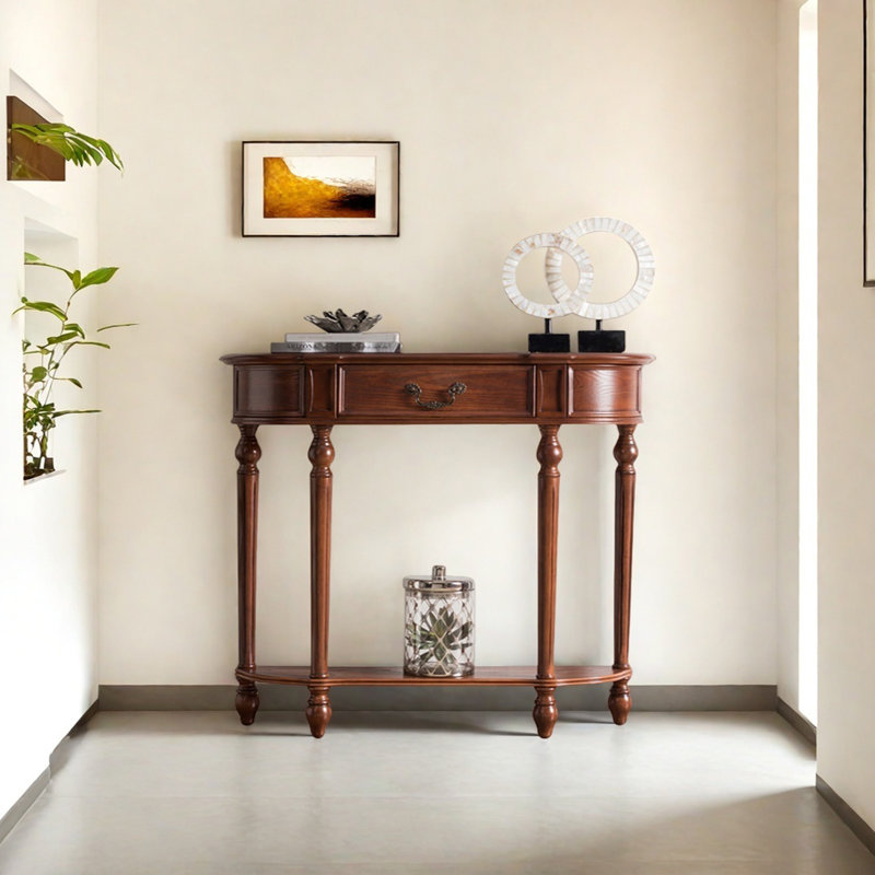 Console Retro Minimalist Elegant, H 35,43 po x l 35,43 po x P 10,24 po, Brun