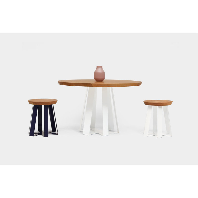 ARS Solid Wood Top End Table, Oak, Red