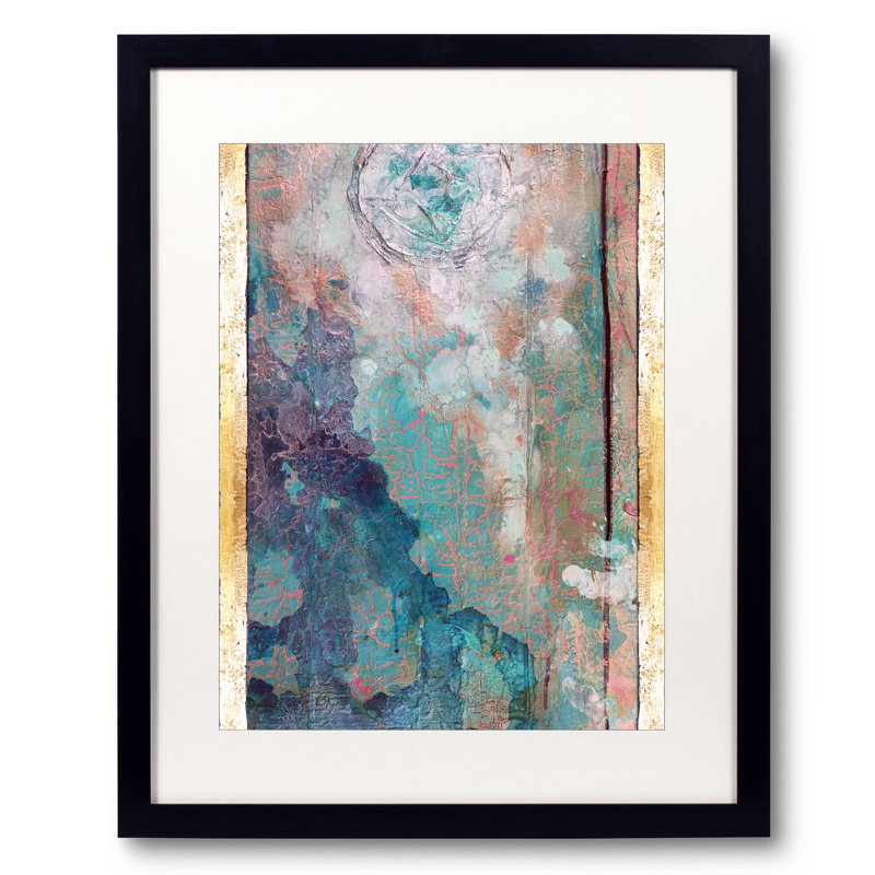 «Pink Haze» par Kari Souders - Peinture, H 21,25 po x l 17,25 po, Papier avec cadre noir