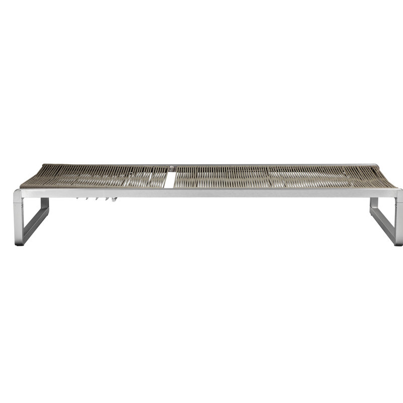 Pangea Home Bella Outdoor Aluminum Chaise Lounge – Modern Patio Sun Lounger with Quick-Dry Rope & Easy-Move Wheels - Grey