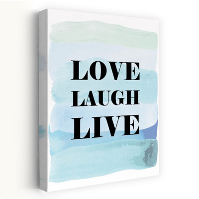 Aimer, rire, vivre, aquarelle, œuvre d'art murale contemporaine