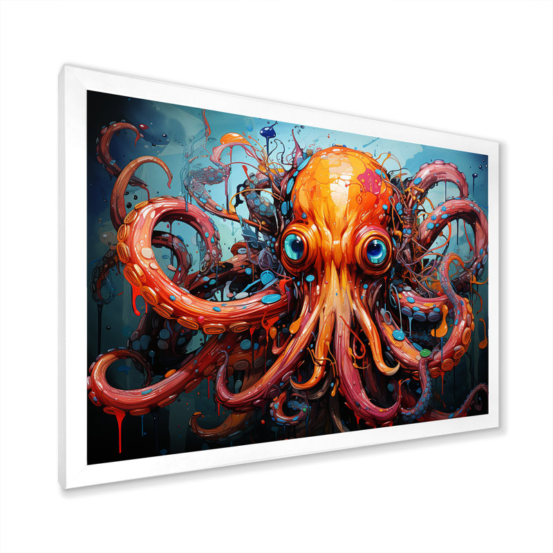 Octopus Expressionist Abyss, Cadre photo blanc, 30" H x 40" W