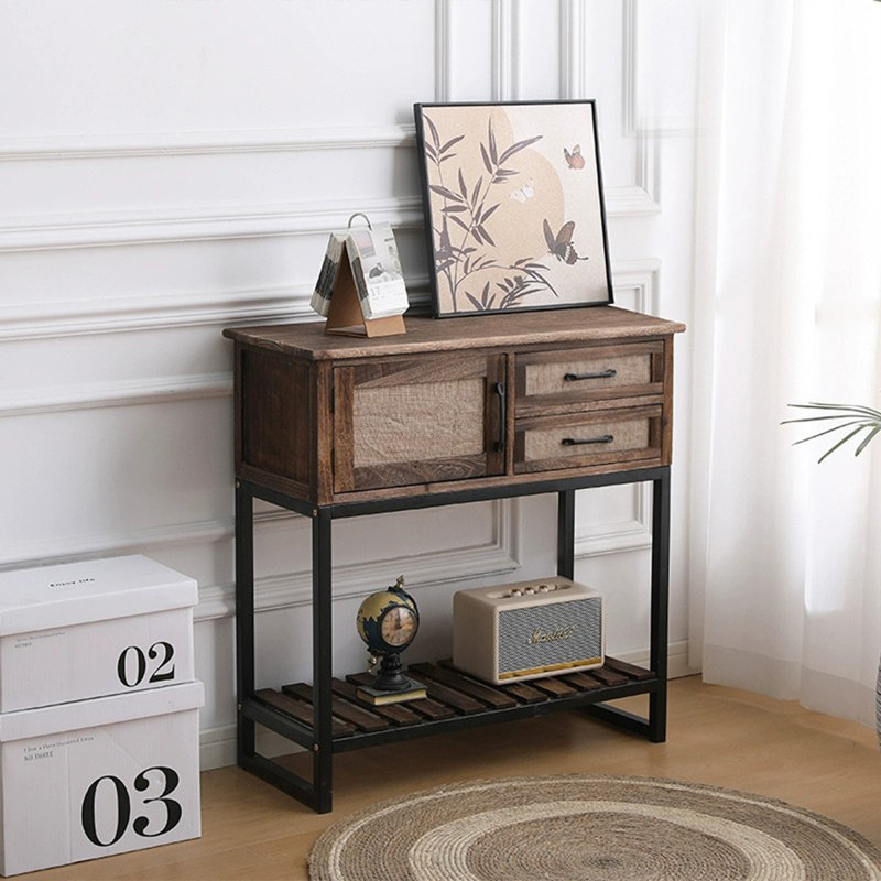 Console rectangulaire en bois manufacturé brun massif