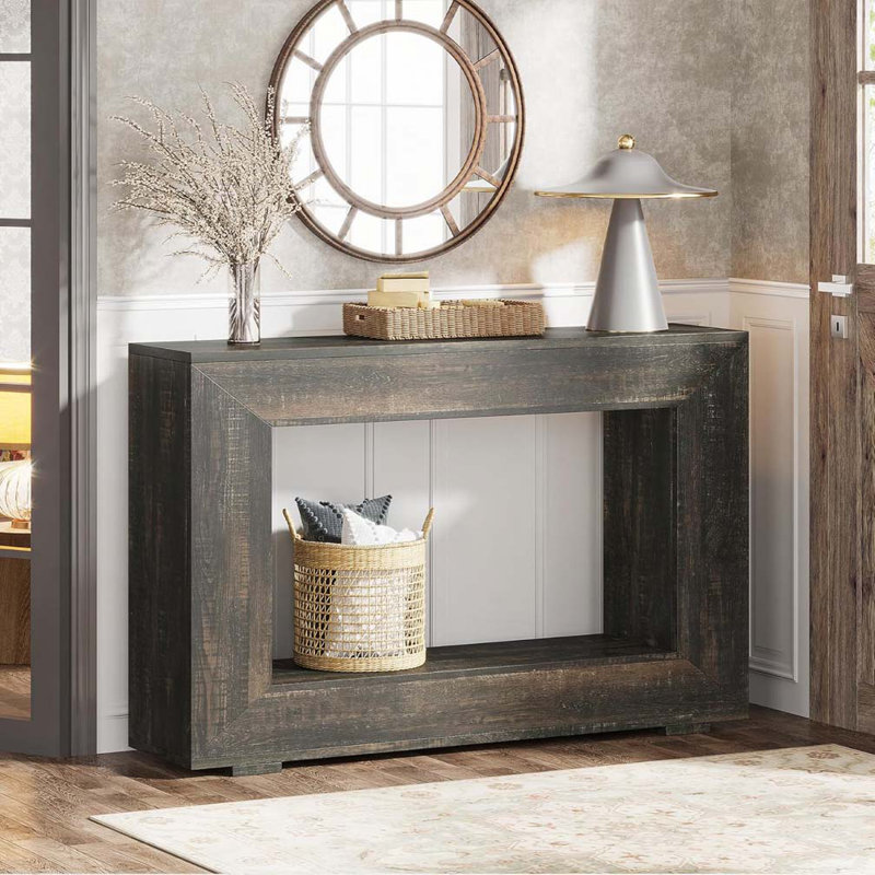 Console Farmhouse avec rangement, tablette ouverte, Noir