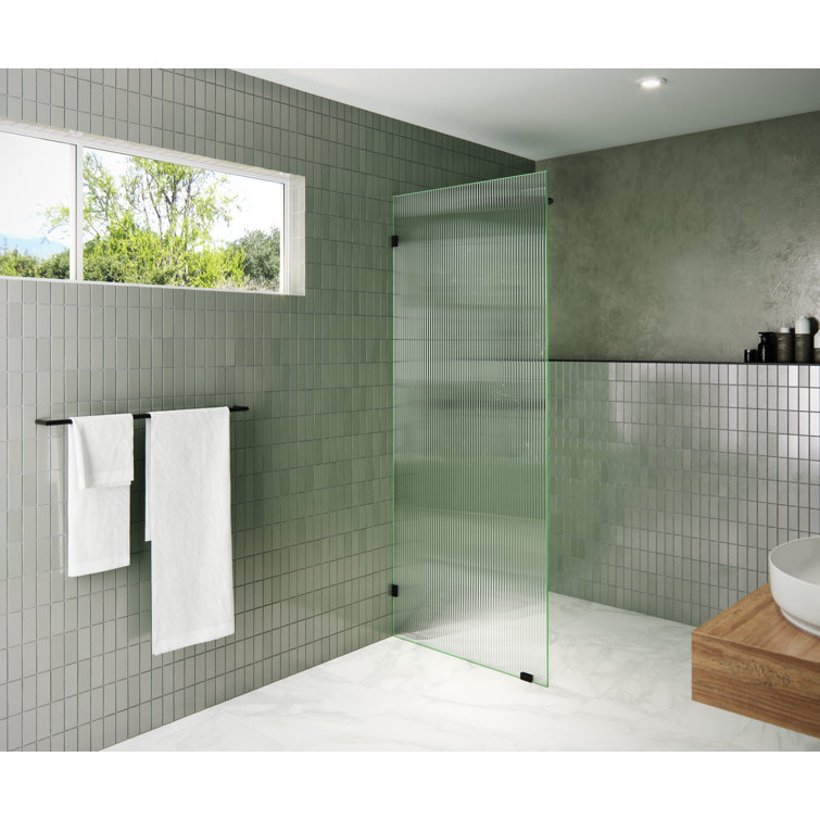 Gaia 32 in. x 78 in. Frameless Fluted Single Fixed Shower Panel
