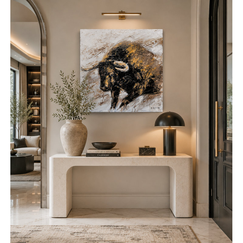 Gold Bull - peinture sur toile tendue, H 30 po x l 30 po