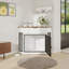 Meuble de rangement en coin pour chien de 44,6 po en MDF pour petits / moyens chiens, table de bout décorative pour chenil avec rangement cannelé et tiroir pour chien, peu encombrant et moderne (blanc)