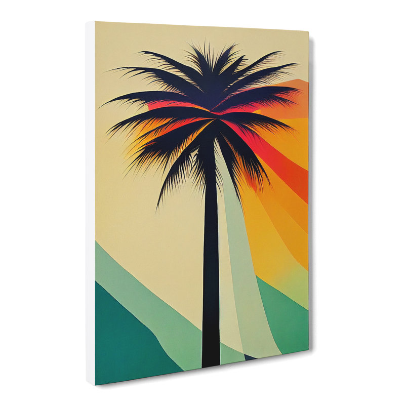 CAN-V0523-1712X Palm Tree Retro 1 Piece Wrapped Canvas Wall Art, 60cm H x 40cm W