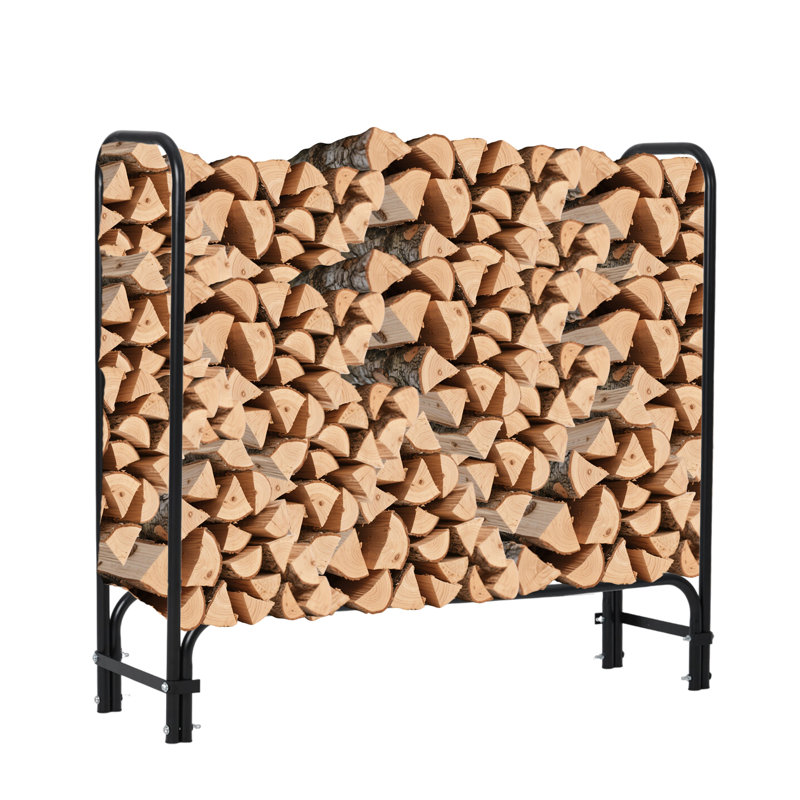 Support à bois de chauffage 4 pi, support à bûches en métal robuste avec cadre robuste pour foyer intérieur et extérieur