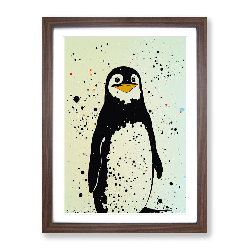 Penguin Graffiti No.7 - Wall Art, Walnut Picture Frame, White, 64cm H x 46cm W
