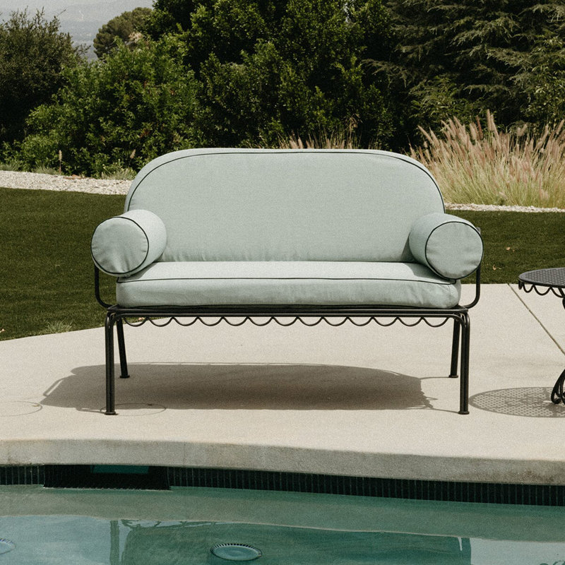 Love Seat Slip Cover Set, Green/Pink Striped Acrylic