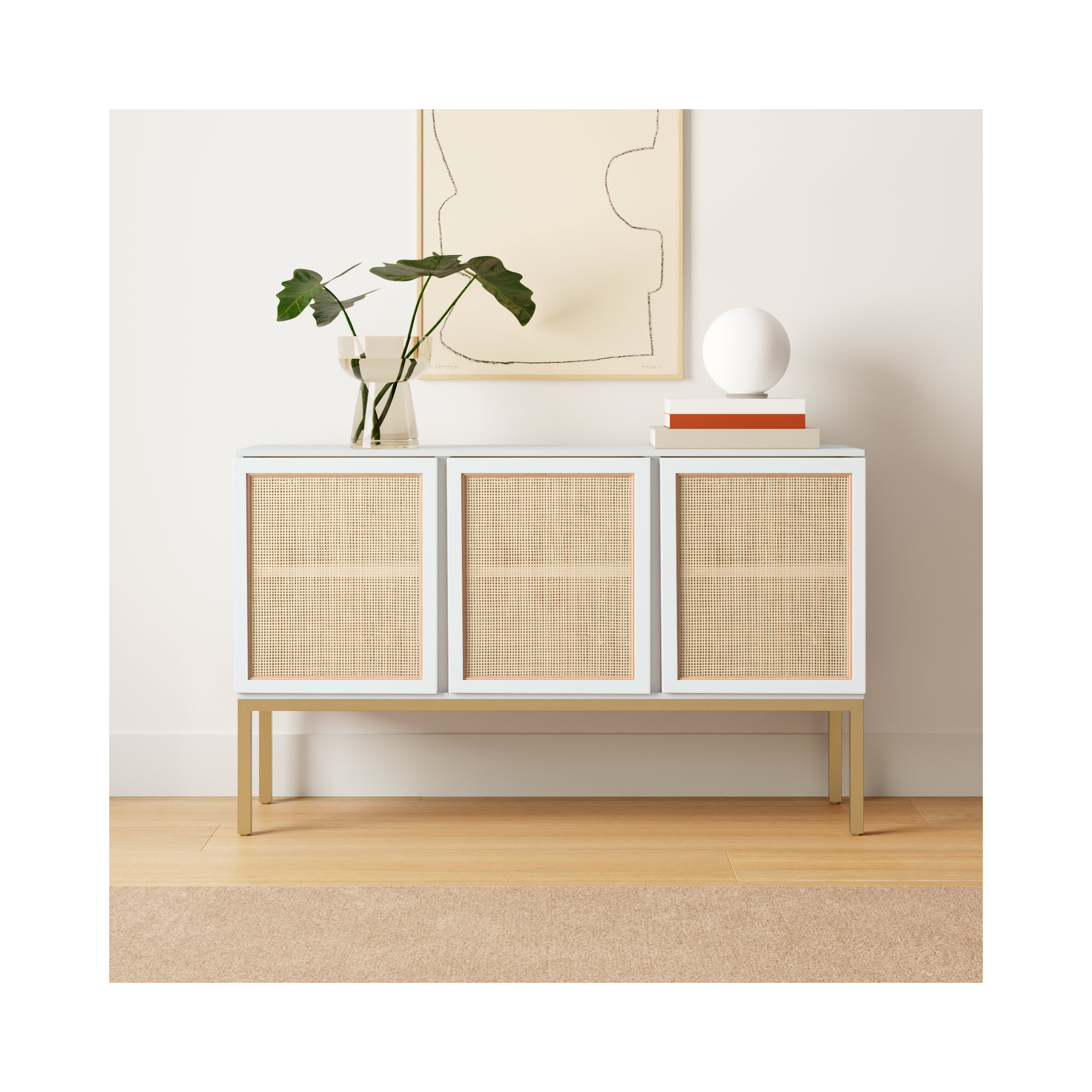 Ehren 54'' Sideboard, White/Gold