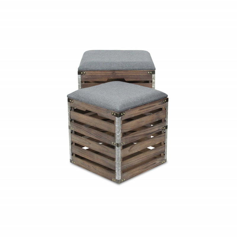 Prochaska Upholstered Ottoman, Grey 100% Linen