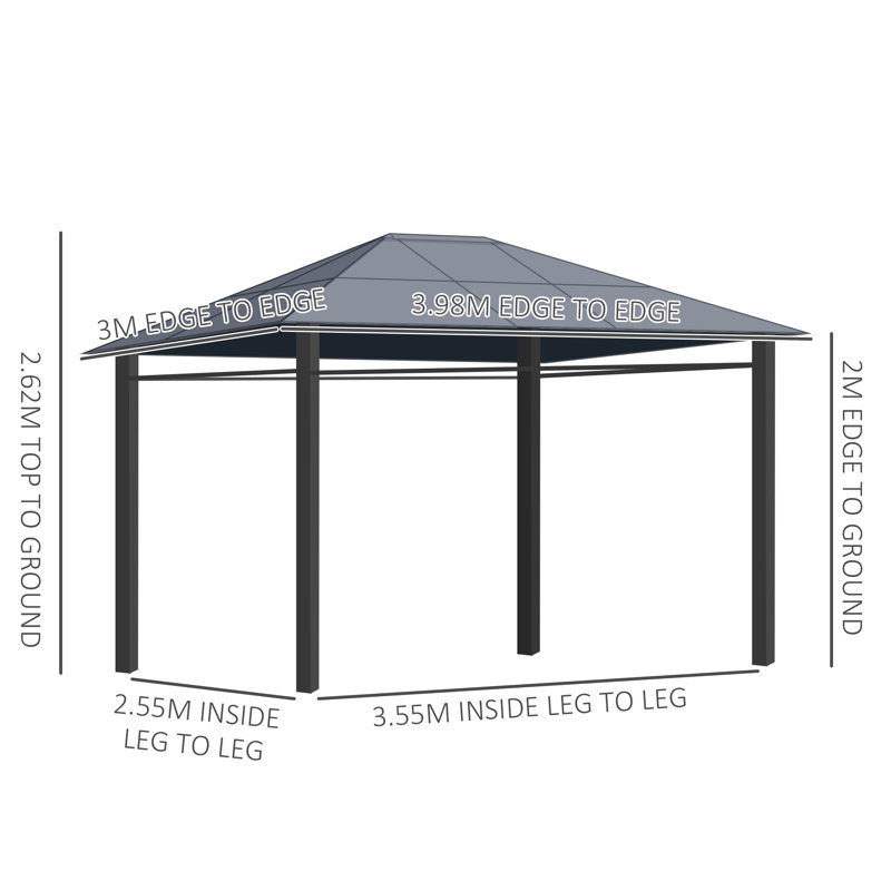 Lauduke 4m x 3m Steel Patio Gazebo