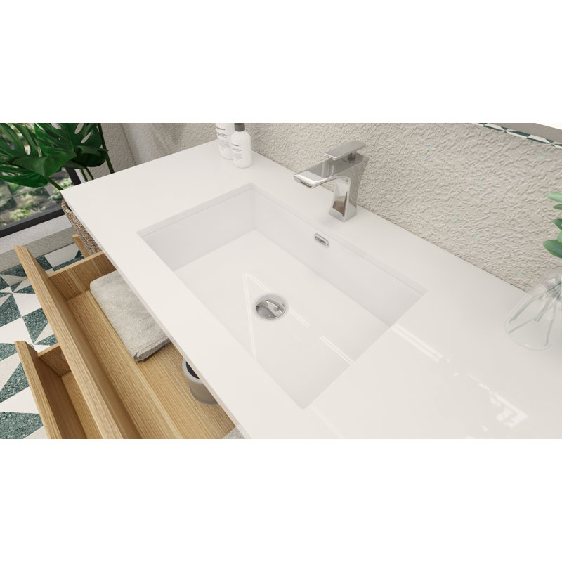 Ensemble de meuble-lavabo mural simple 42 po Mableton, Chêne blanc