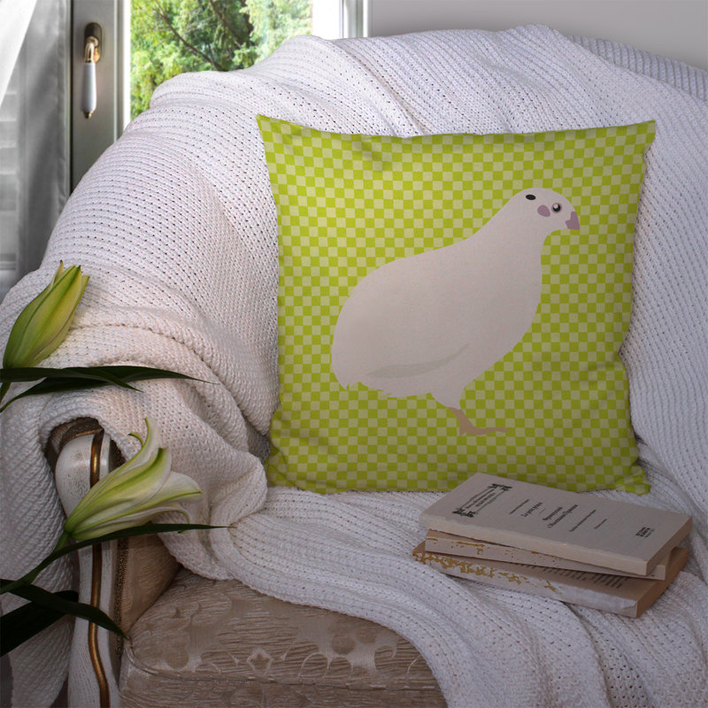 Quail Check Outdoor Throw Pillow, Green, 14" x 14"