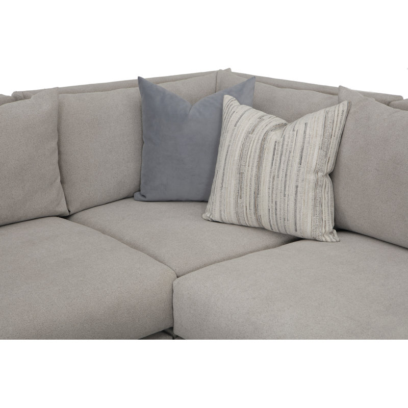 Modern L-Shaped Sectional Sofa with 8" Foam Cushions, Durable Upholstery, Decorative Toss Pillows, and Sturdy Support Legs, Contemporary Living Room Furniture, Comfortable Design, Neutral Gray Finish