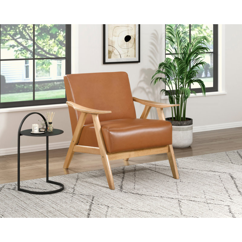 Fauteuil avec cadre en bois, Naturel, Brun