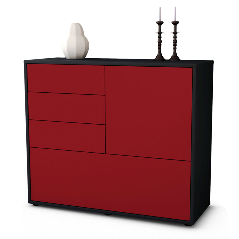 Redondo 92cm Sideboard, Anthracite/Red