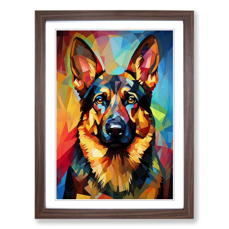 German Shepherd Orphism - Framed Print, Walnut, 34cm H x 25cm W x 2cm D