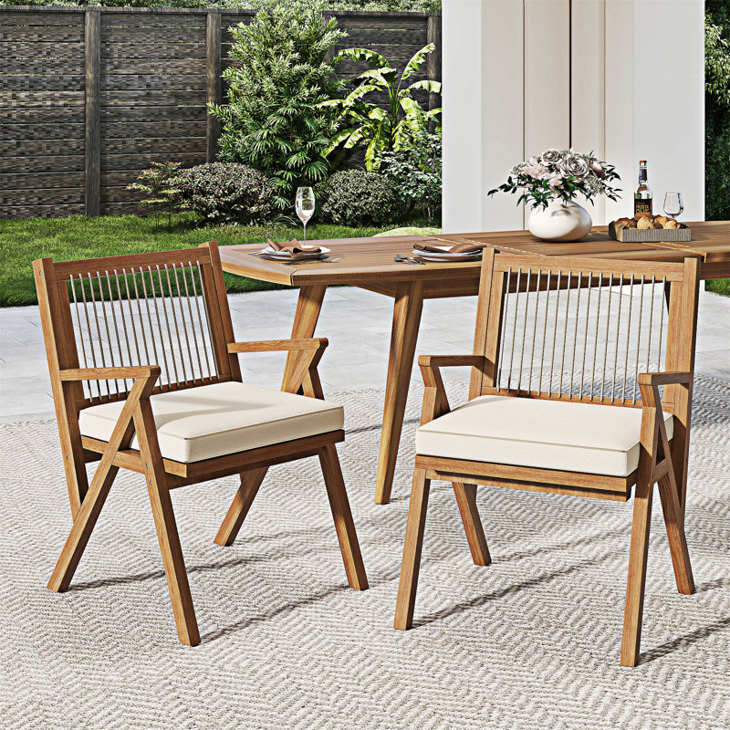 Chaise de patio avec coussin (ensemble de 2)