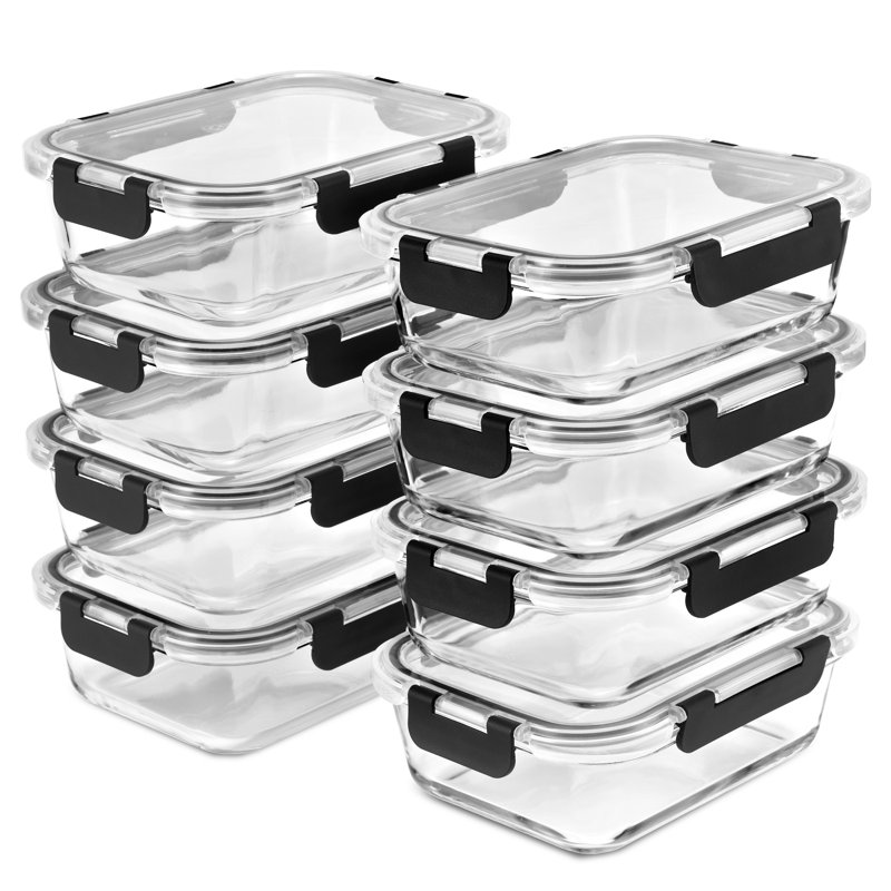 Contenants de préparation de repas en verre avec couvercles étanches