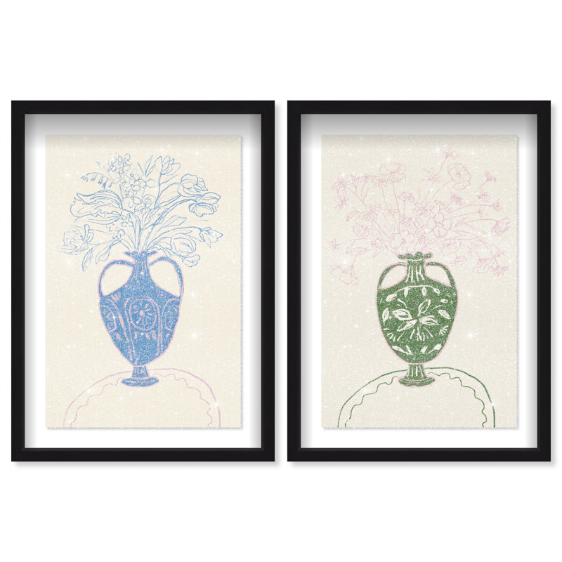 Flower Sutdio Set Shadowbox Floral & Botanical Print by Oliver Gal, Black Frame, 10 x 15, 31.5" H x 21.5" W, Black Shadowbox