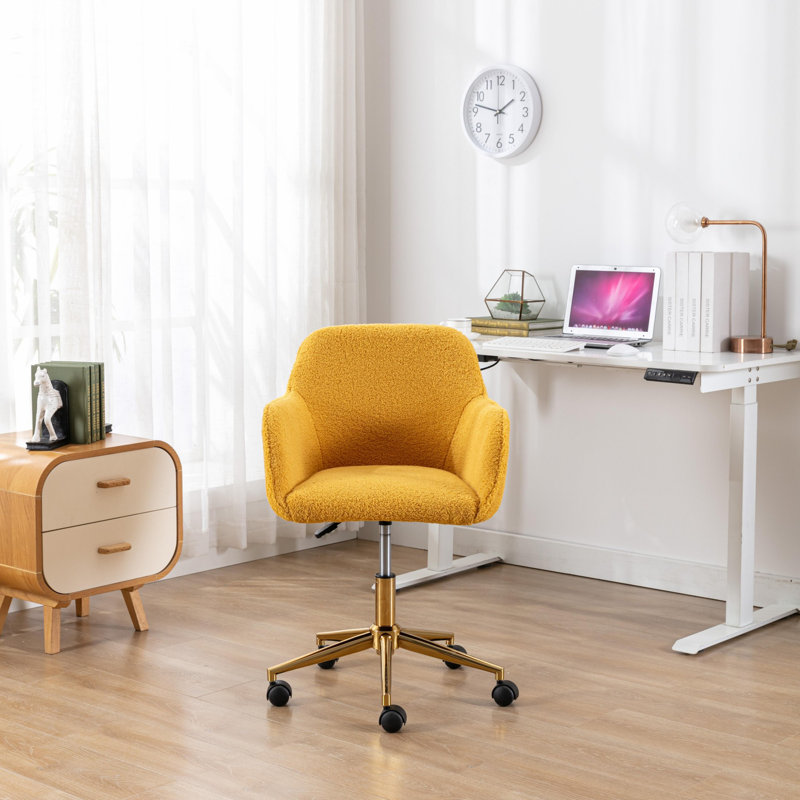 Chaise de bureau pivotante à 360 ° à hauteur réglable, Teddy, Jaune