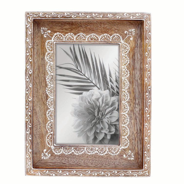 Furio Home Wood Picture Frame Floral Casual holds 4x6 Photo Size 7.25 x 9  inch