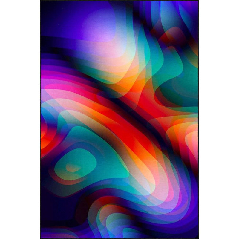 Tapis tissé lavable multicolore, Sous-tapis rond 3 pi 3 po inclus
