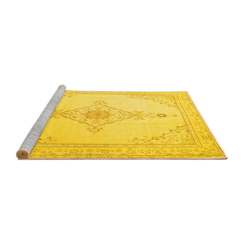 Milleigh Oriental Machine Woven Chenille/Polyester Area Rug in Yellow, Rectangle 2' x 3'