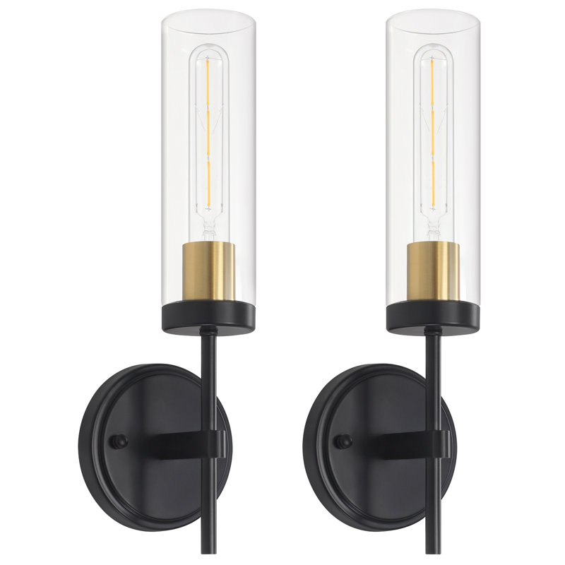 Zulmy 1 - Light Dimmable Wallchiere Wall Mounted Sconce Wall Light with Clear Glass, Gold/Matte Black