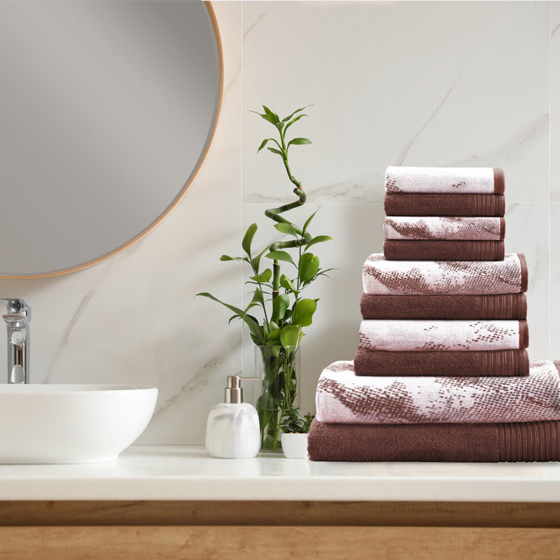 Ensemble de serviettes 10 pièces Kreager 500 g / m² 100% coton à séchage rapide, Brun, Ensemble de 10 serviettes